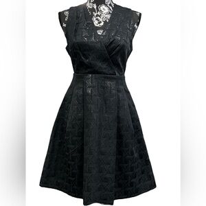 Kirna Zabete Black Metallic Shimmer A Line Party Dress Size 4